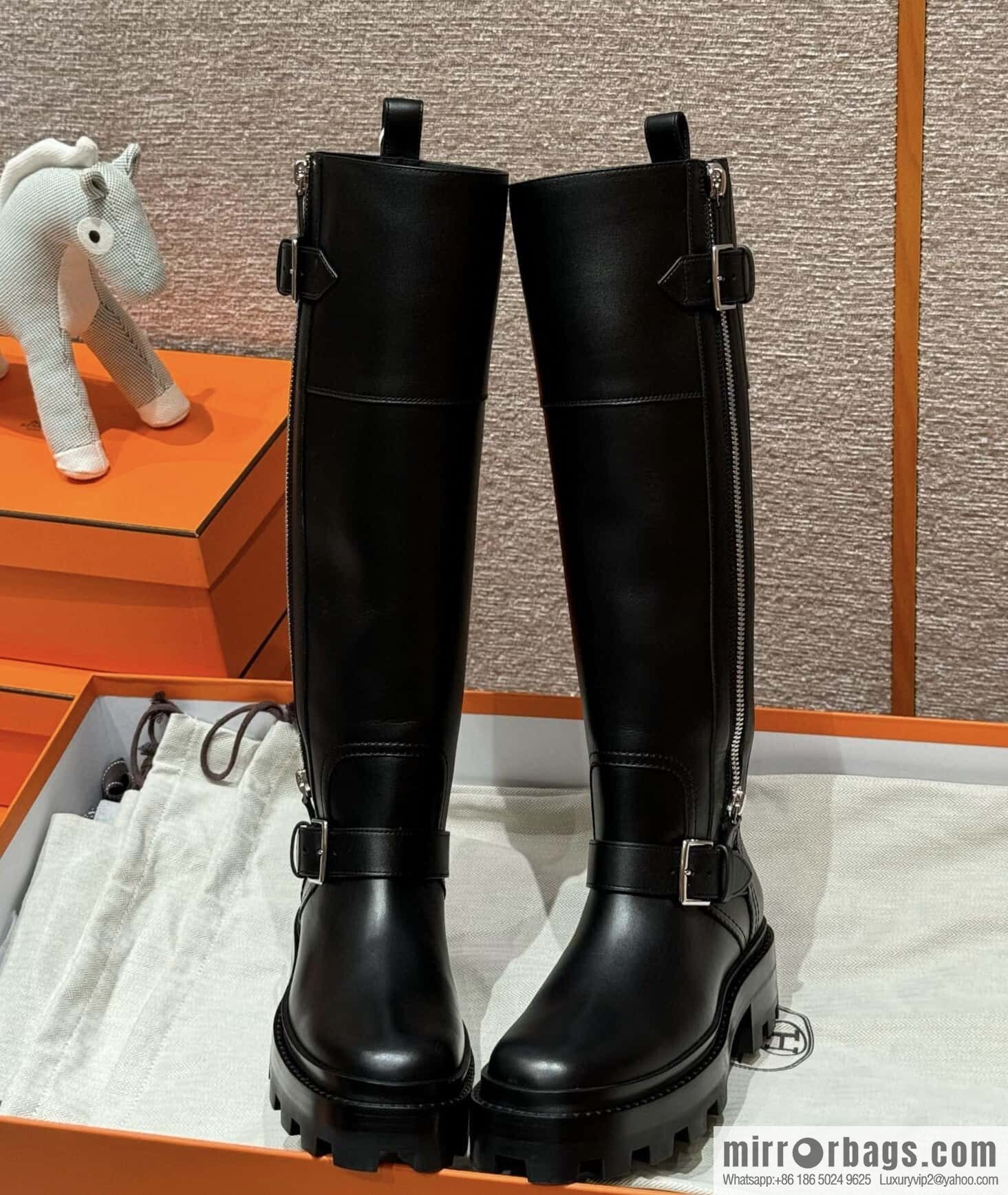 HERMES 218 Jaime Boots, black/Noir calfskin/calfskin
