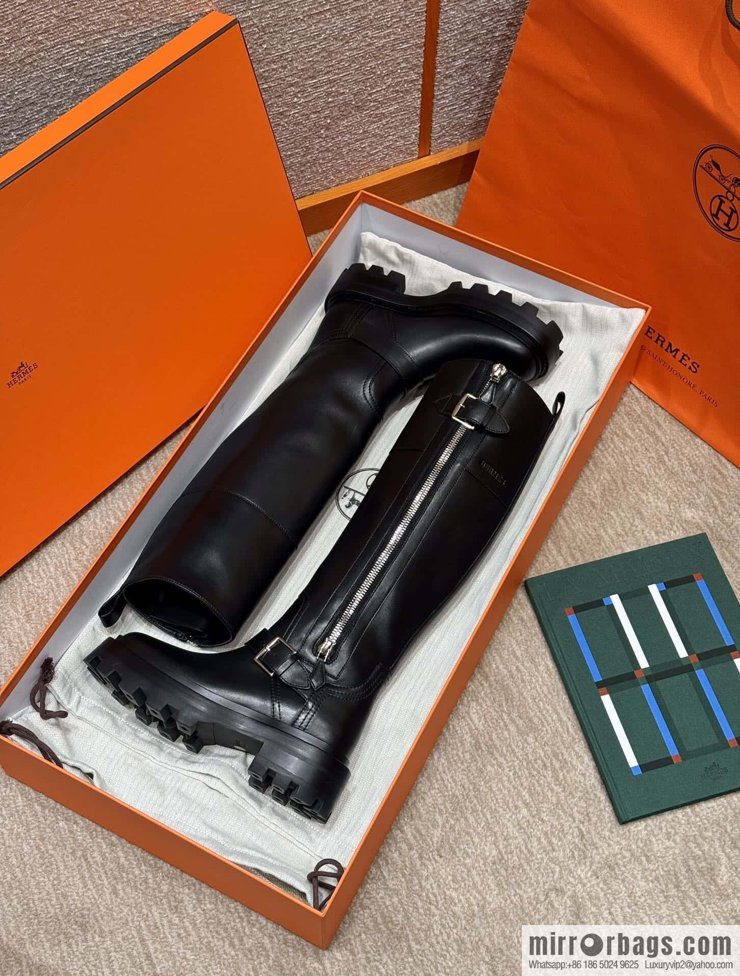 HERMES 218 Jaime Boots, black/Noir calfskin/calfskin
