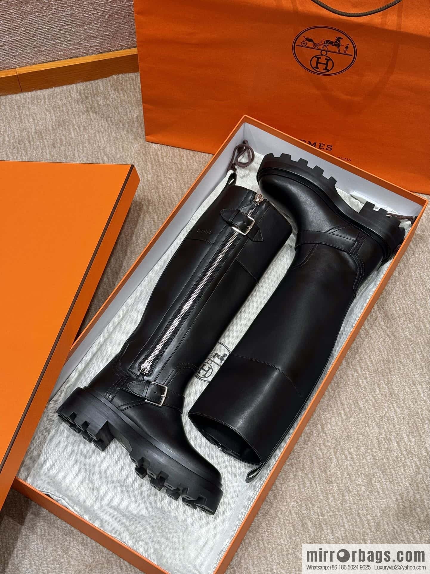 HERMES 218 Jaime Boots, black/Noir calfskin/calfskin
