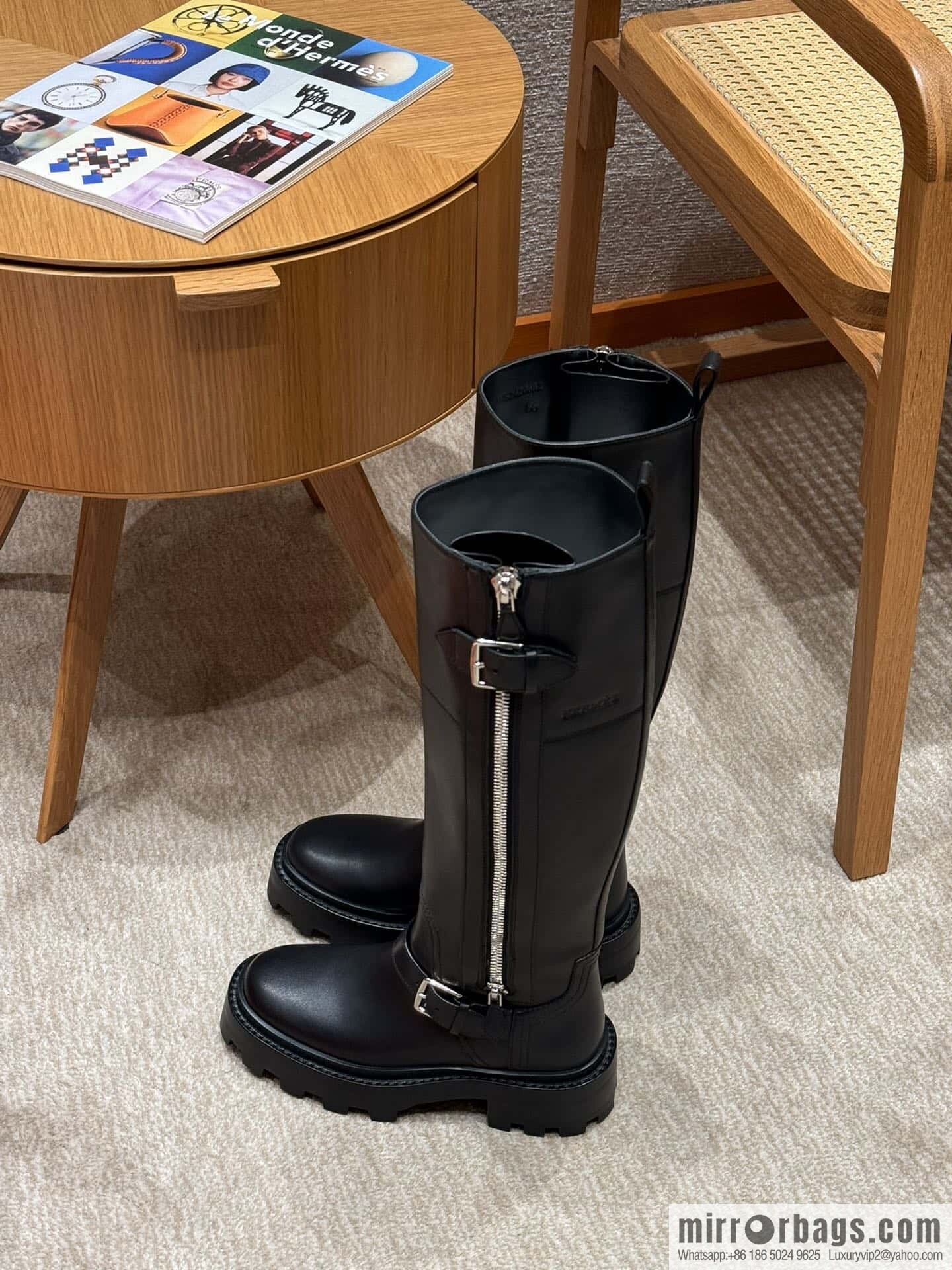 HERMES 218 Jaime Boots, black/Noir calfskin/calfskin