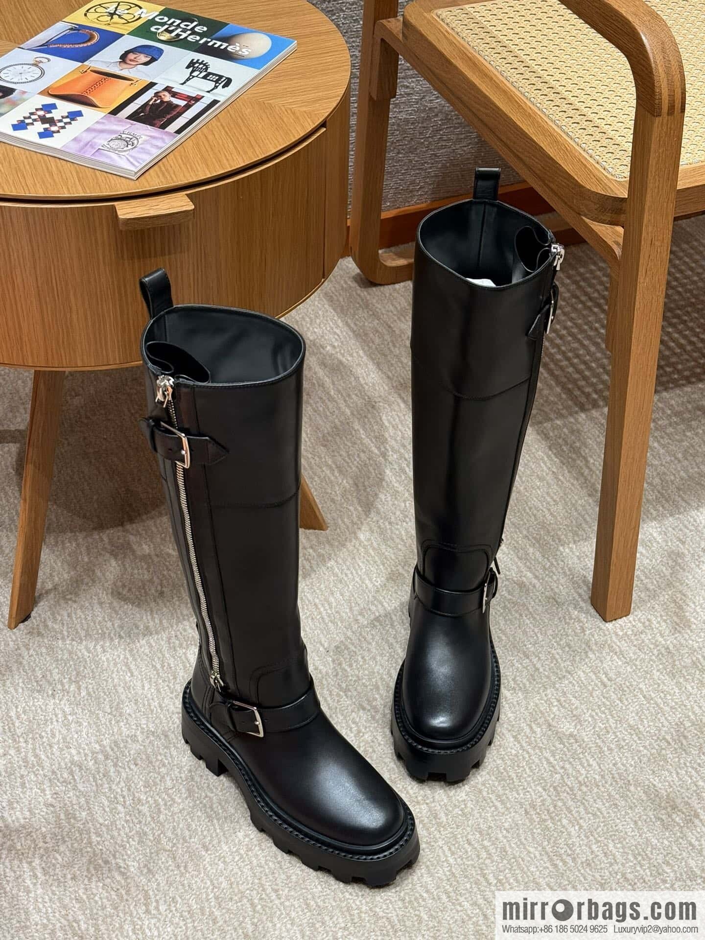 HERMES 218 Jaime Boots, black/Noir calfskin/calfskin