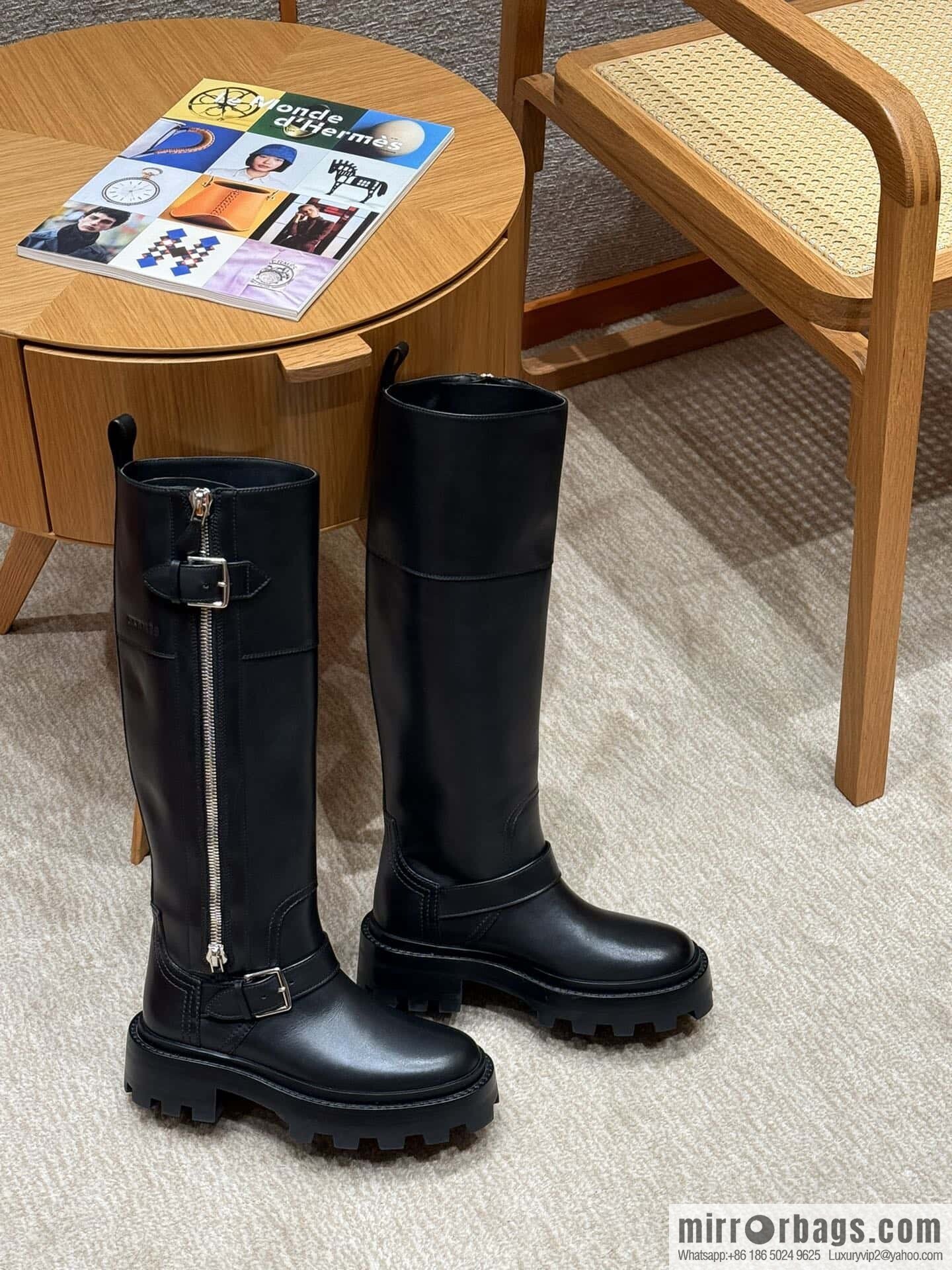 HERMES 218 Jaime Boots, black/Noir calfskin/calfskin