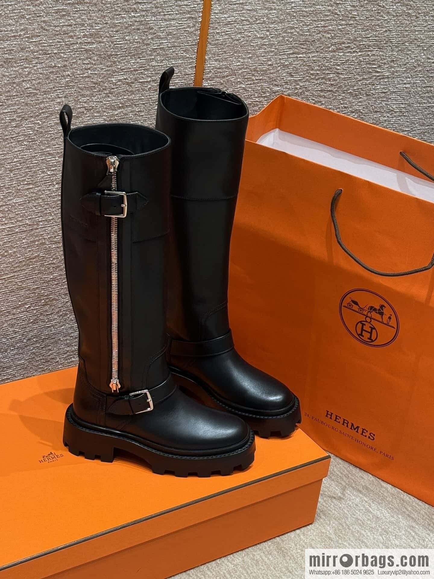 HERMES 218 Jaime Boots, black/Noir calfskin/calfskin