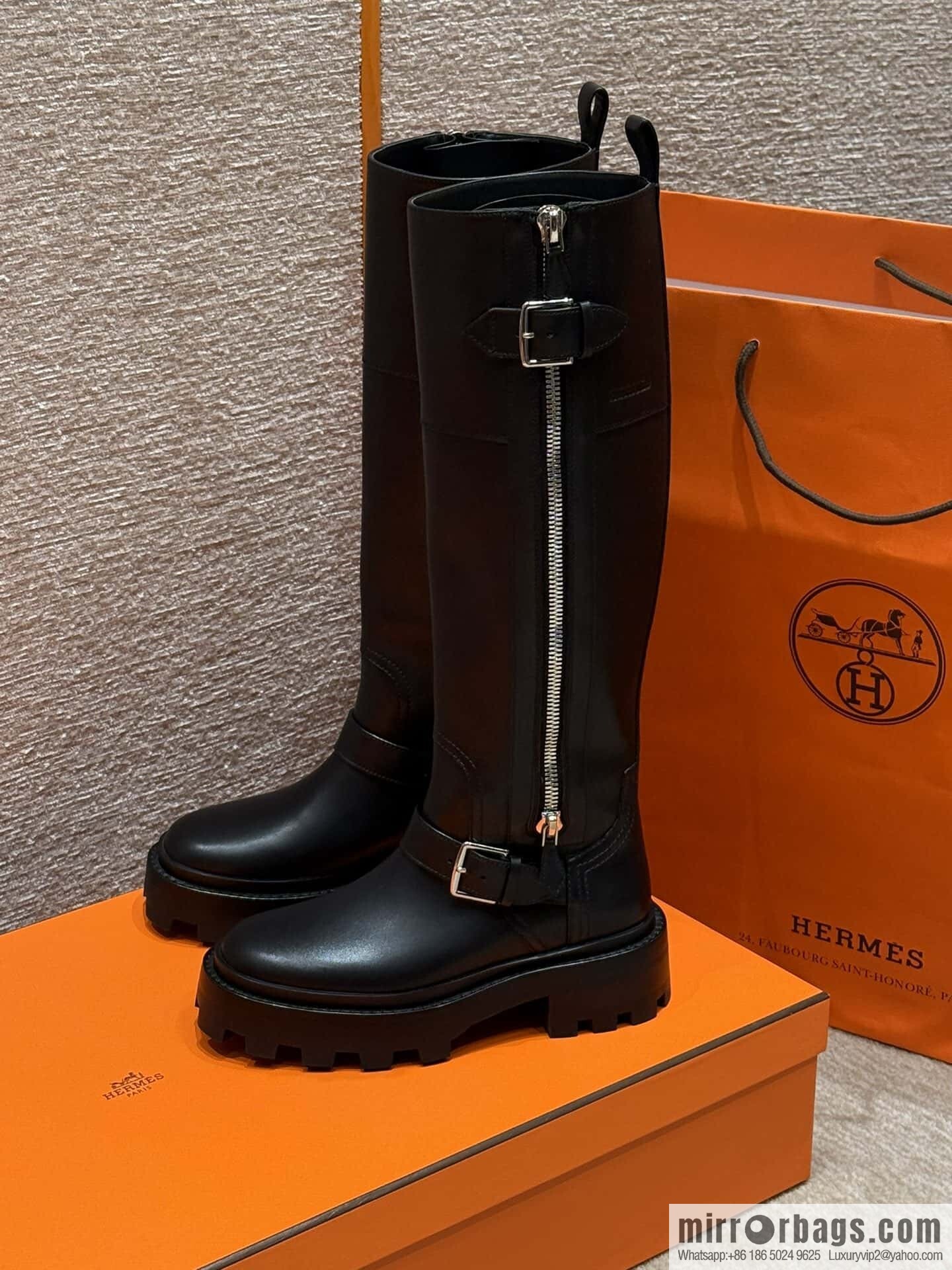 HERMES 218 Jaime Boots, black/Noir calfskin/calfskin