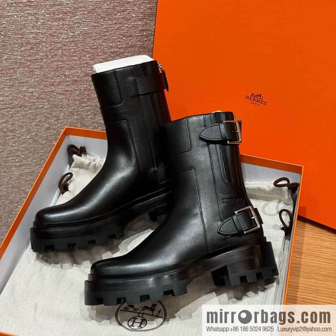 HERMES 217 Jaimy and ankle boots, black/Noir calfskin/calfskin