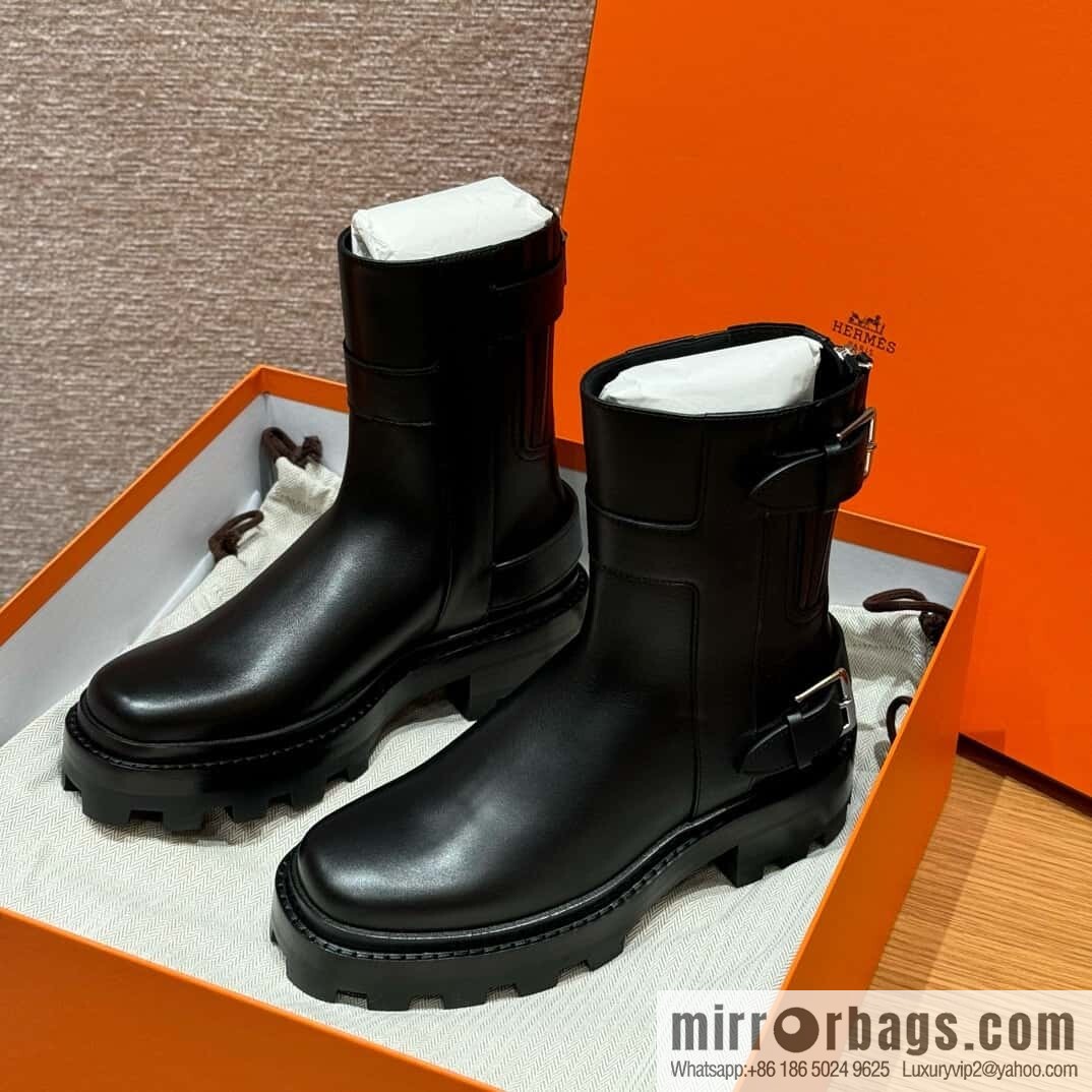 HERMES 217 Jaimy and ankle boots, black/Noir calfskin/calfskin