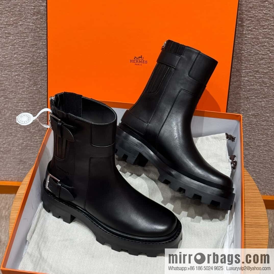 HERMES 217 Jaimy and ankle boots, black/Noir calfskin/calfskin