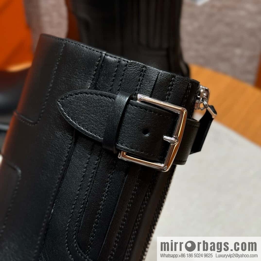 HERMES 217 Jaimy and ankle boots, black/Noir calfskin/calfskin