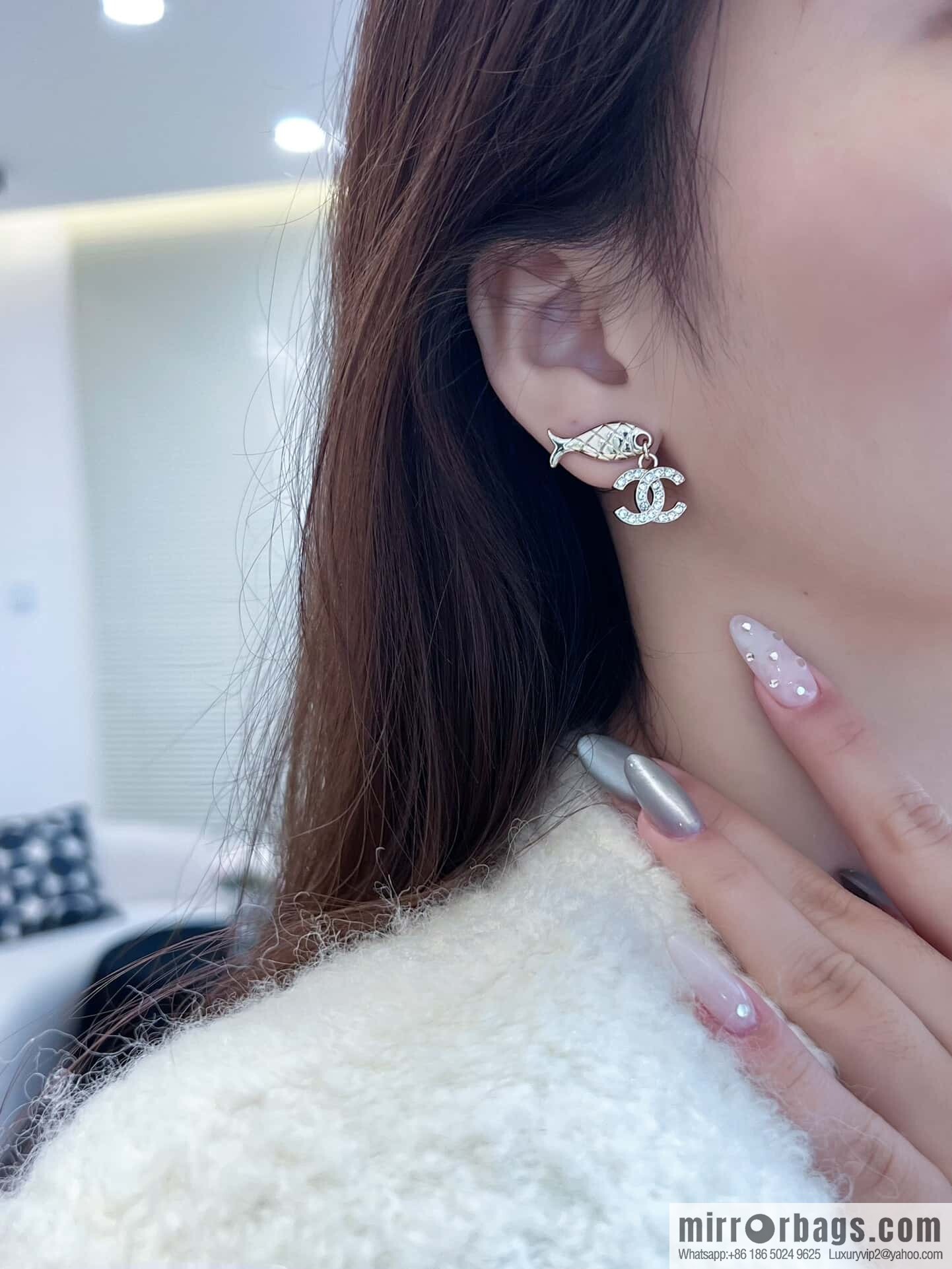 ❗️New ❗️☀️ New ☑️ Chanel c2 double c Pisces stud earrings ☀️