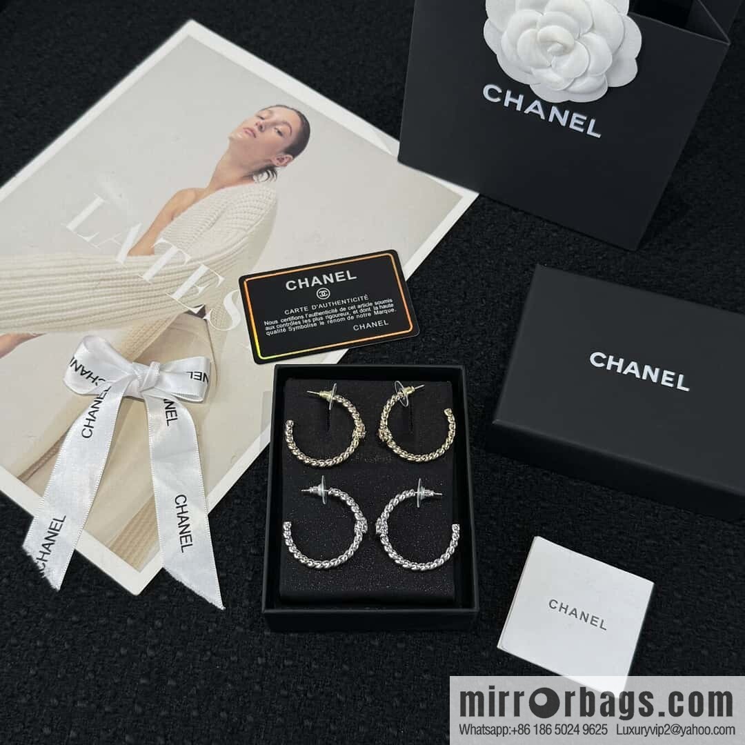 ❗️New ❗️☀️ New ☑️ Chanel c1 double c hemp rope stud earrings ☀️