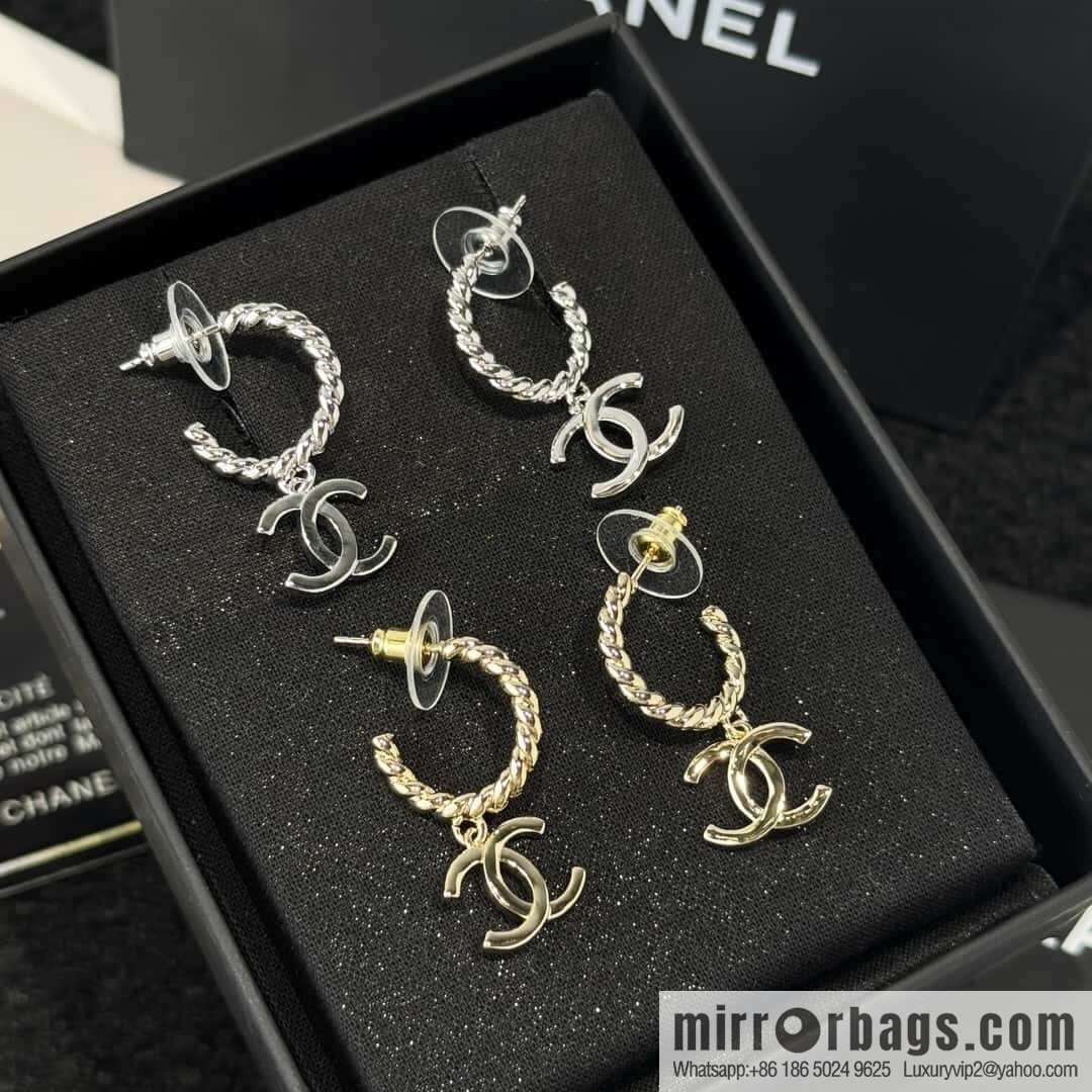 ❗️New ❗️☀️ New ☑️ Chanel c2 double c hemp rope stud earrings ☀️