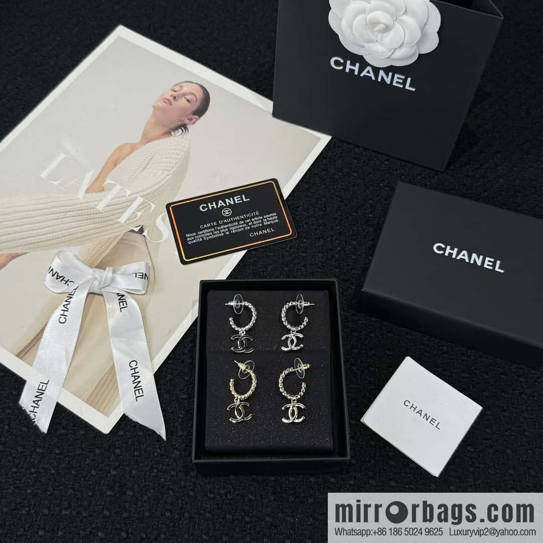 ❗️New ❗️☀️ New ☑️ Chanel c2 double c hemp rope stud earrings ☀️