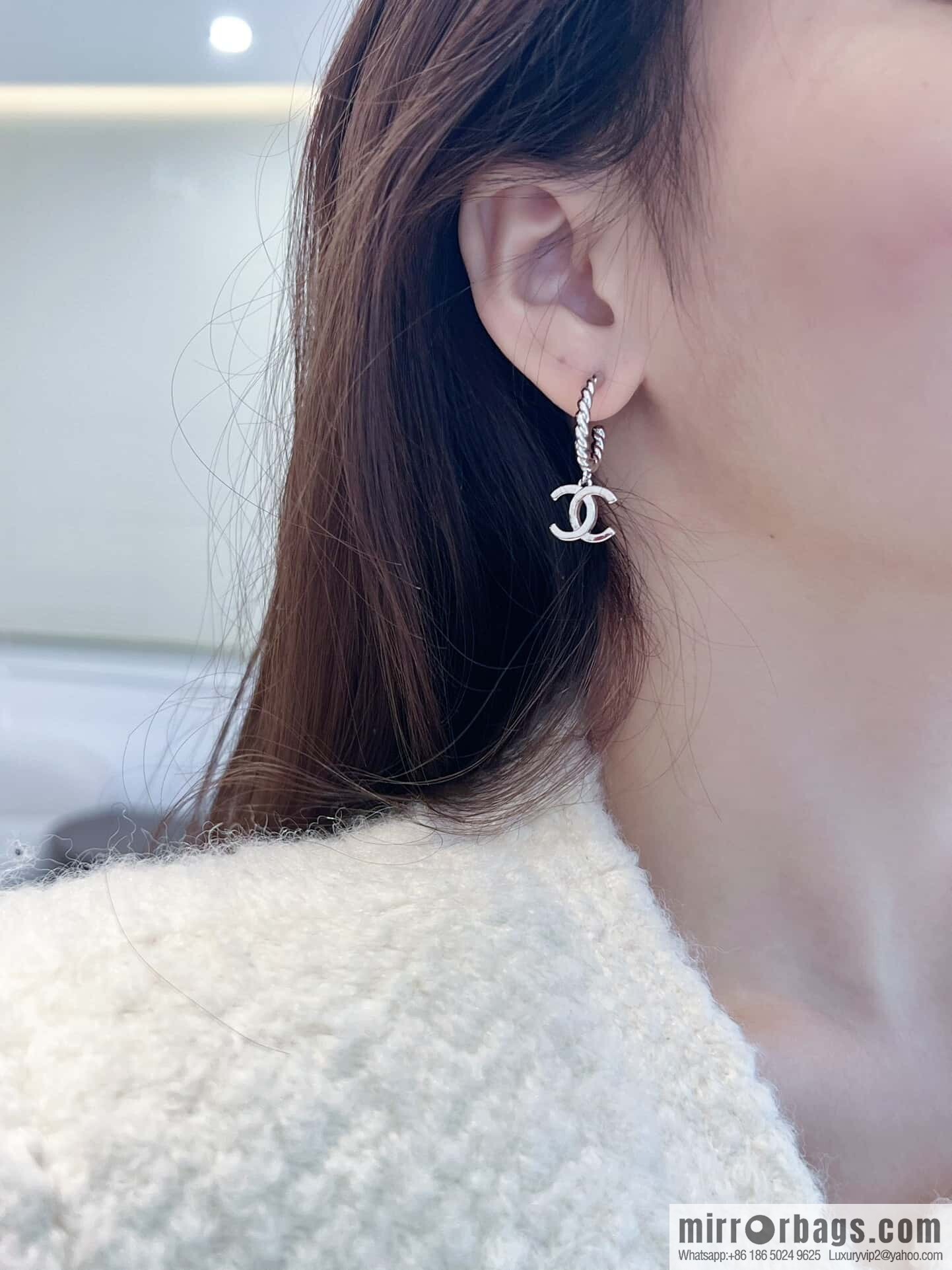 ❗️New ❗️☀️ New ☑️ Chanel c2 double c hemp rope stud earrings ☀️