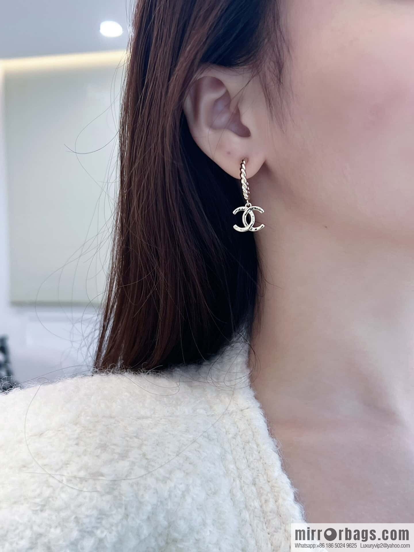 ❗️New ❗️☀️ New ☑️ Chanel c2 double c hemp rope stud earrings ☀️