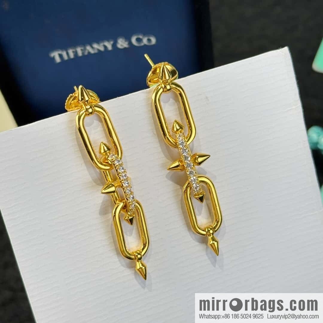 ❗️New ❗️ ☀️ Tiffany & co Tiffany Titan Jewelry Collection Tiffany Titan by Pharrell Williams Trident Gun Gold Stud Earrings ☀️