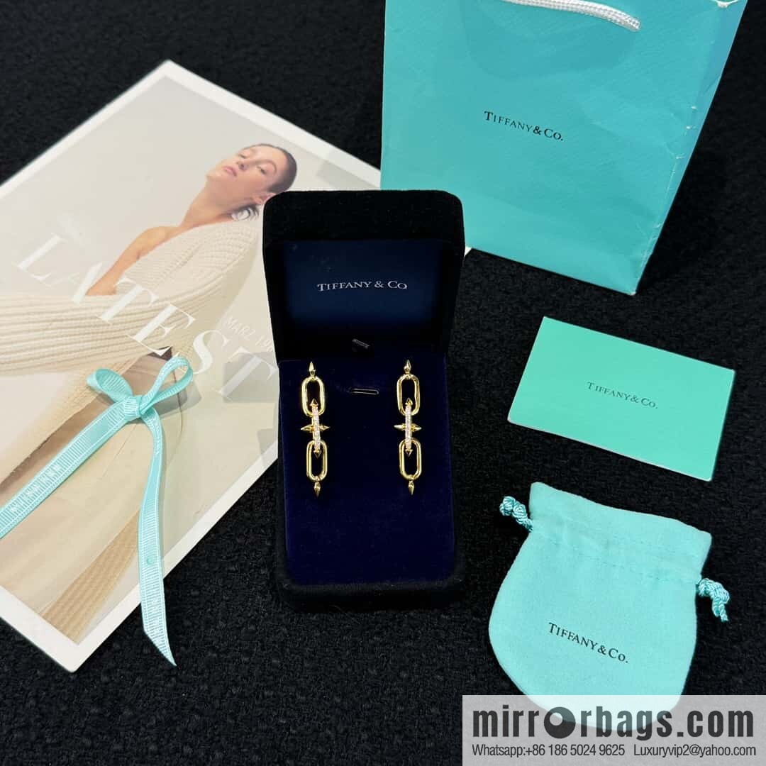 ❗️New ❗️ ☀️ Tiffany & co Tiffany Titan Jewelry Collection Tiffany Titan by Pharrell Williams Trident Gun Gold Stud Earrings ☀️