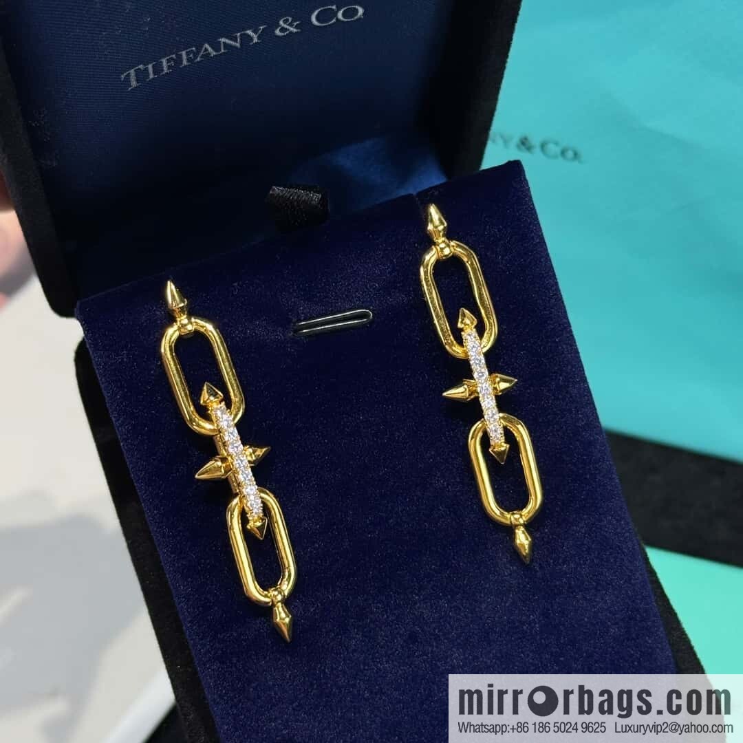 ❗️New ❗️ ☀️ Tiffany & co Tiffany Titan Jewelry Collection Tiffany Titan by Pharrell Williams Trident Gun Gold Stud Earrings ☀️
