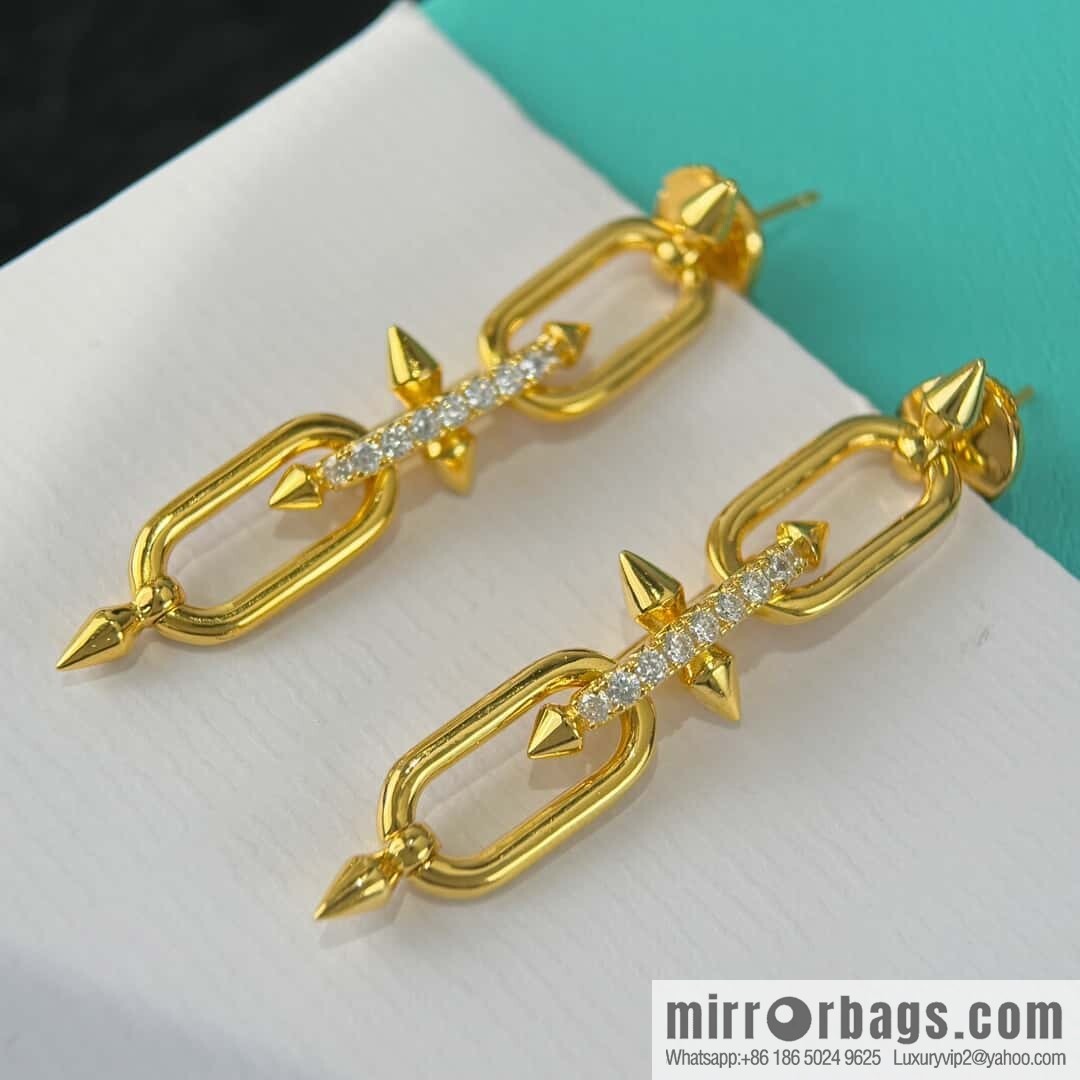 ❗️New ❗️ ☀️ Tiffany & co Tiffany Titan Jewelry Collection Tiffany Titan by Pharrell Williams Trident Gun Gold Stud Earrings ☀️