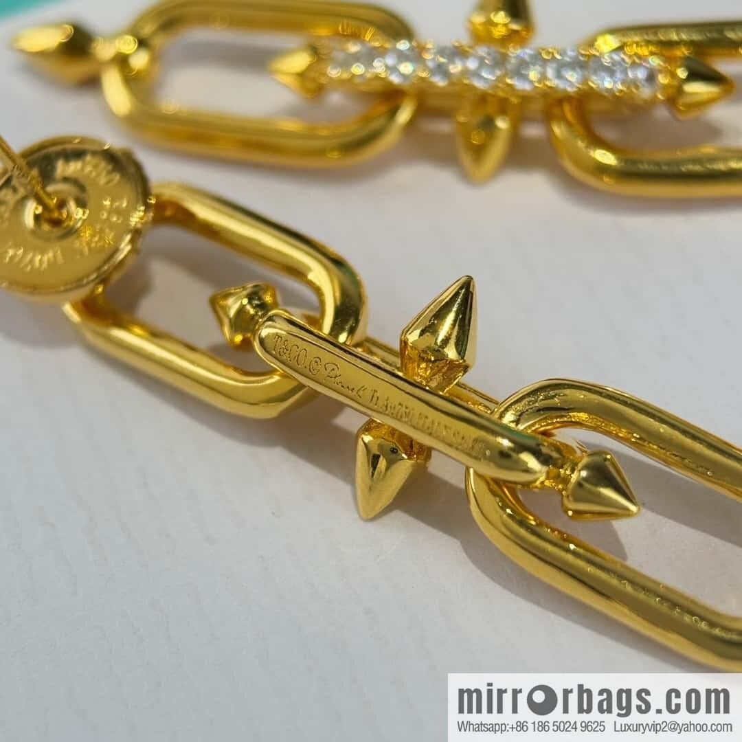 ❗️New ❗️ ☀️ Tiffany & co Tiffany Titan Jewelry Collection Tiffany Titan by Pharrell Williams Trident Gun Gold Stud Earrings ☀️