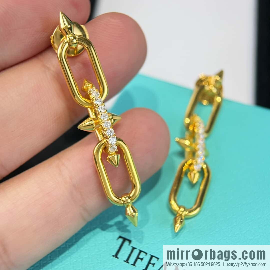 ❗️New ❗️ ☀️ Tiffany & co Tiffany Titan Jewelry Collection Tiffany Titan by Pharrell Williams Trident Gun Gold Stud Earrings ☀️