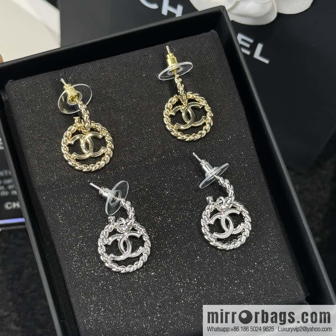 ❗️New ❗️☀️ New ☑️ Chanel C2 double c round hemp rope stud earrings ☀️
