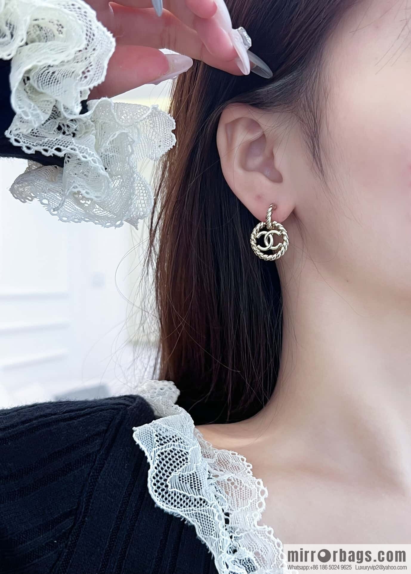❗️New ❗️☀️ New ☑️ Chanel C2 double c round hemp rope stud earrings ☀️