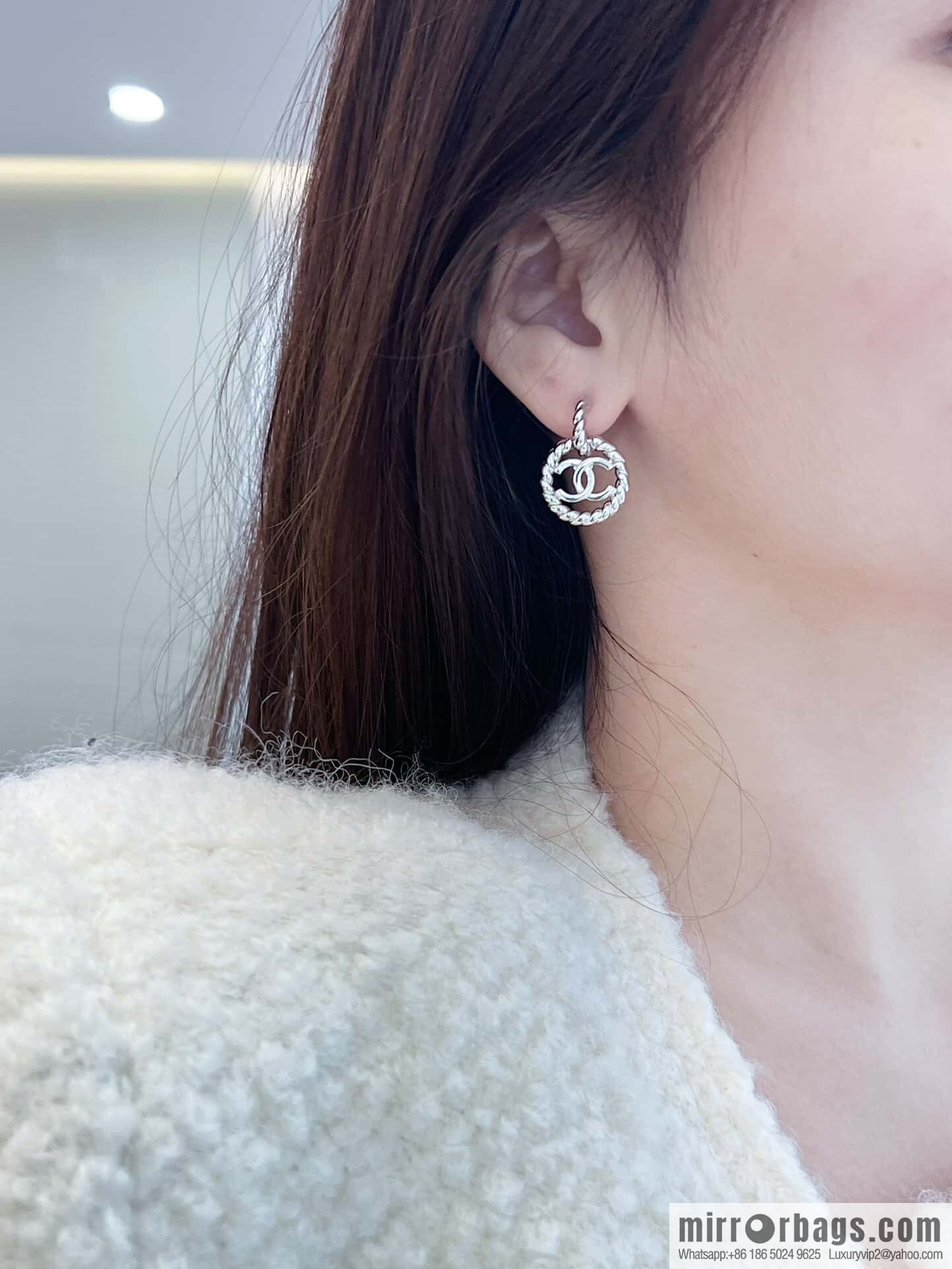 ❗️New ❗️☀️ New ☑️ Chanel C2 double c round hemp rope stud earrings ☀️