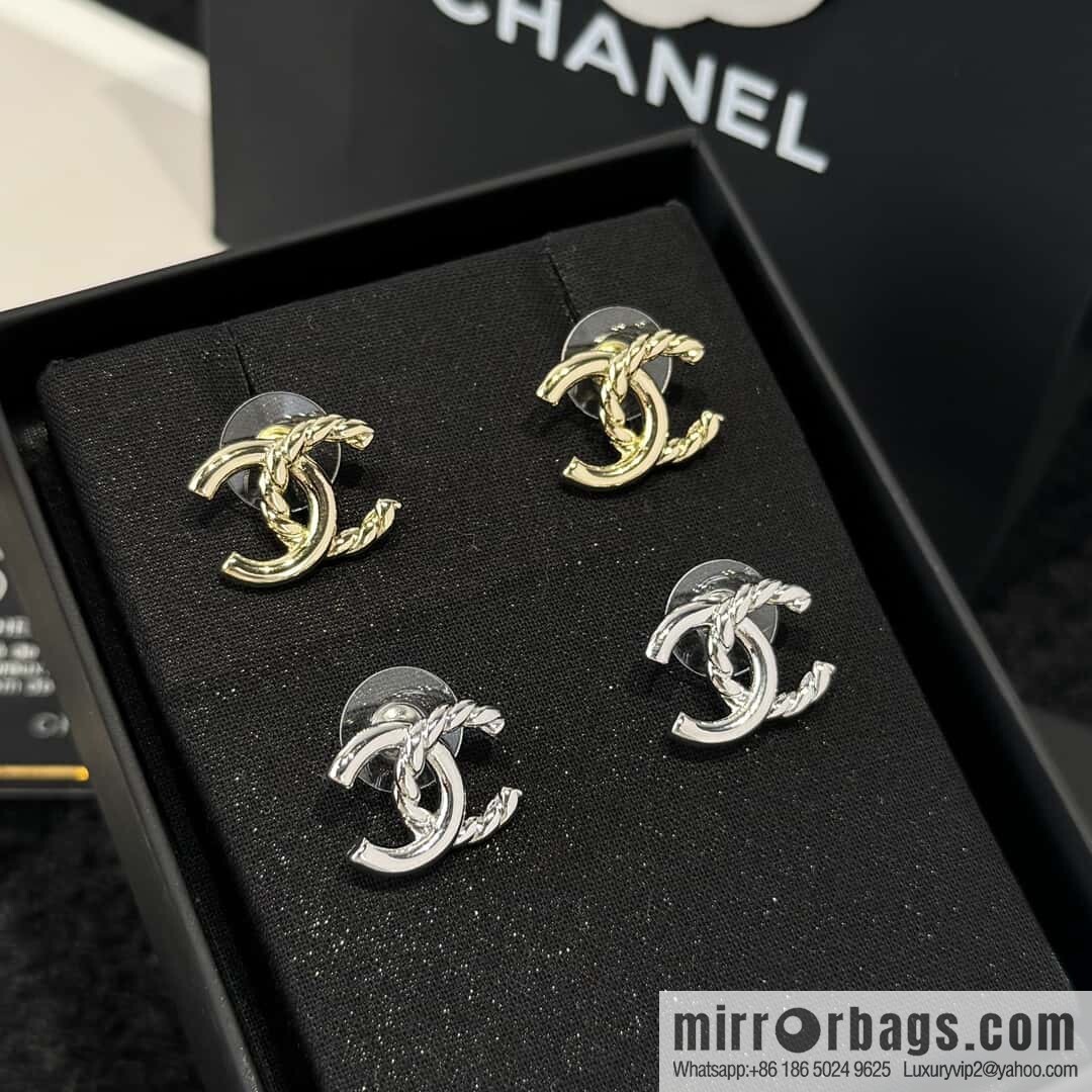 ❗️New ❗️☀️ New ☑️ Chanel C1 double c hemp rope stud earrings ☀️