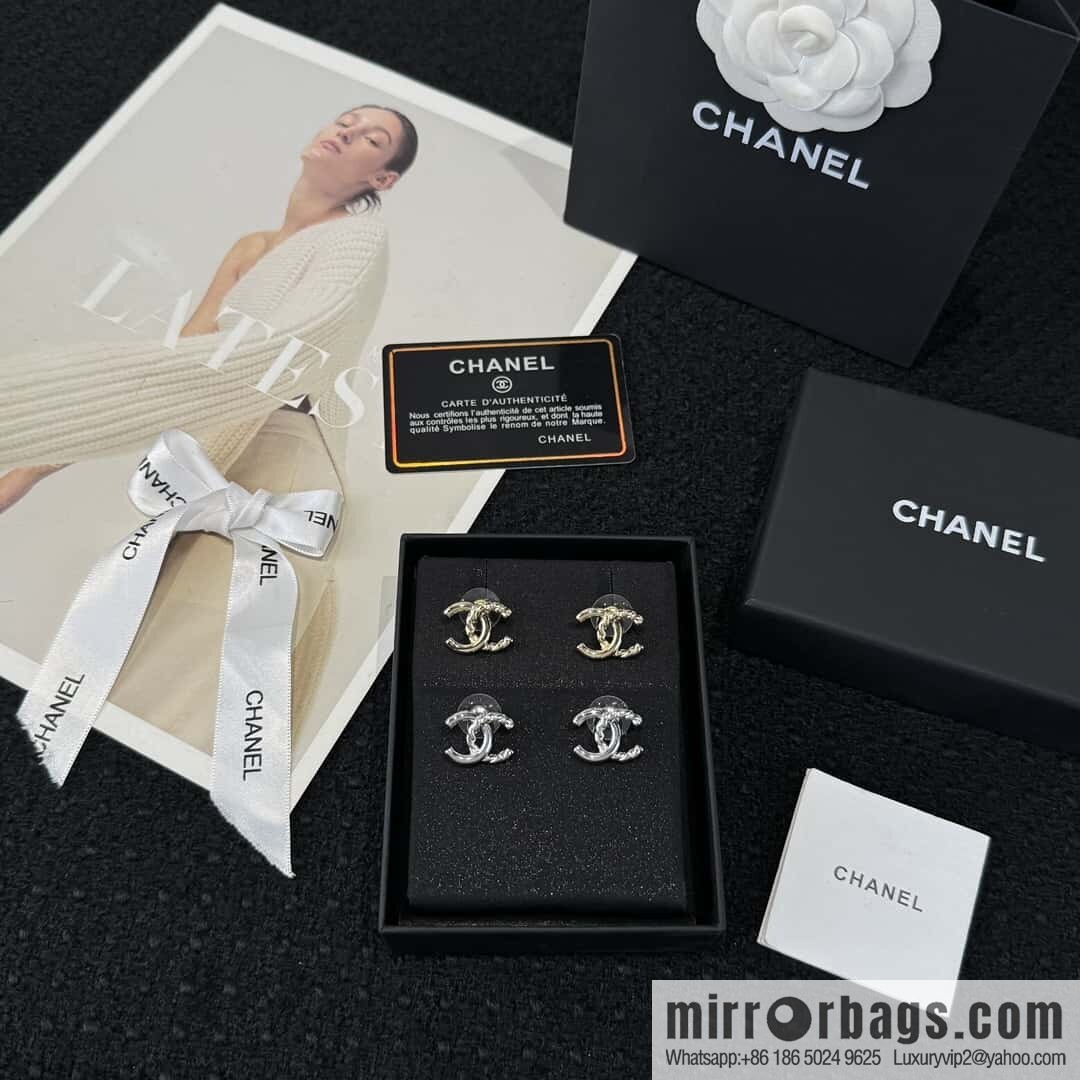 ❗️New ❗️☀️ New ☑️ Chanel C1 double c hemp rope stud earrings ☀️
