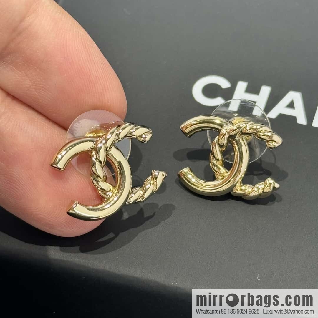 ❗️New ❗️☀️ New ☑️ Chanel C1 double c hemp rope stud earrings ☀️