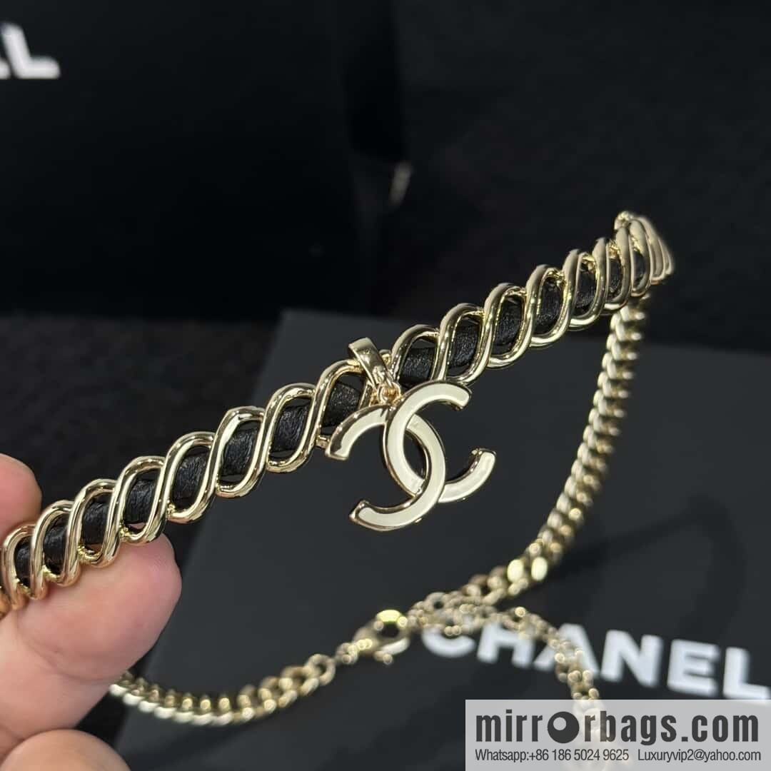❗️New ❗️ ☀️ New ☑️ Chanel Double C Black Leather Rope Collar Collar Necklace ☀️