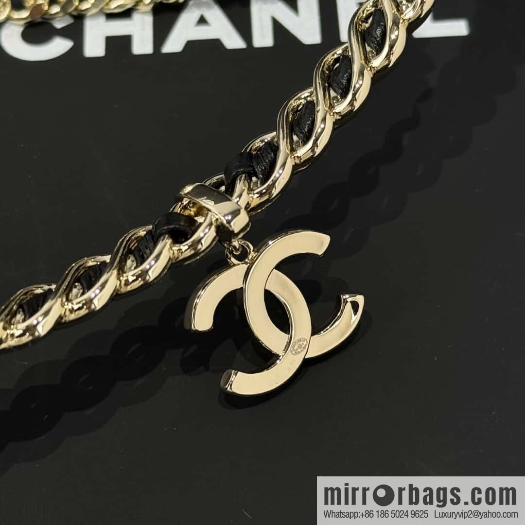 ❗️New ❗️ ☀️ New ☑️ Chanel Double C Black Leather Rope Collar Collar Necklace ☀️