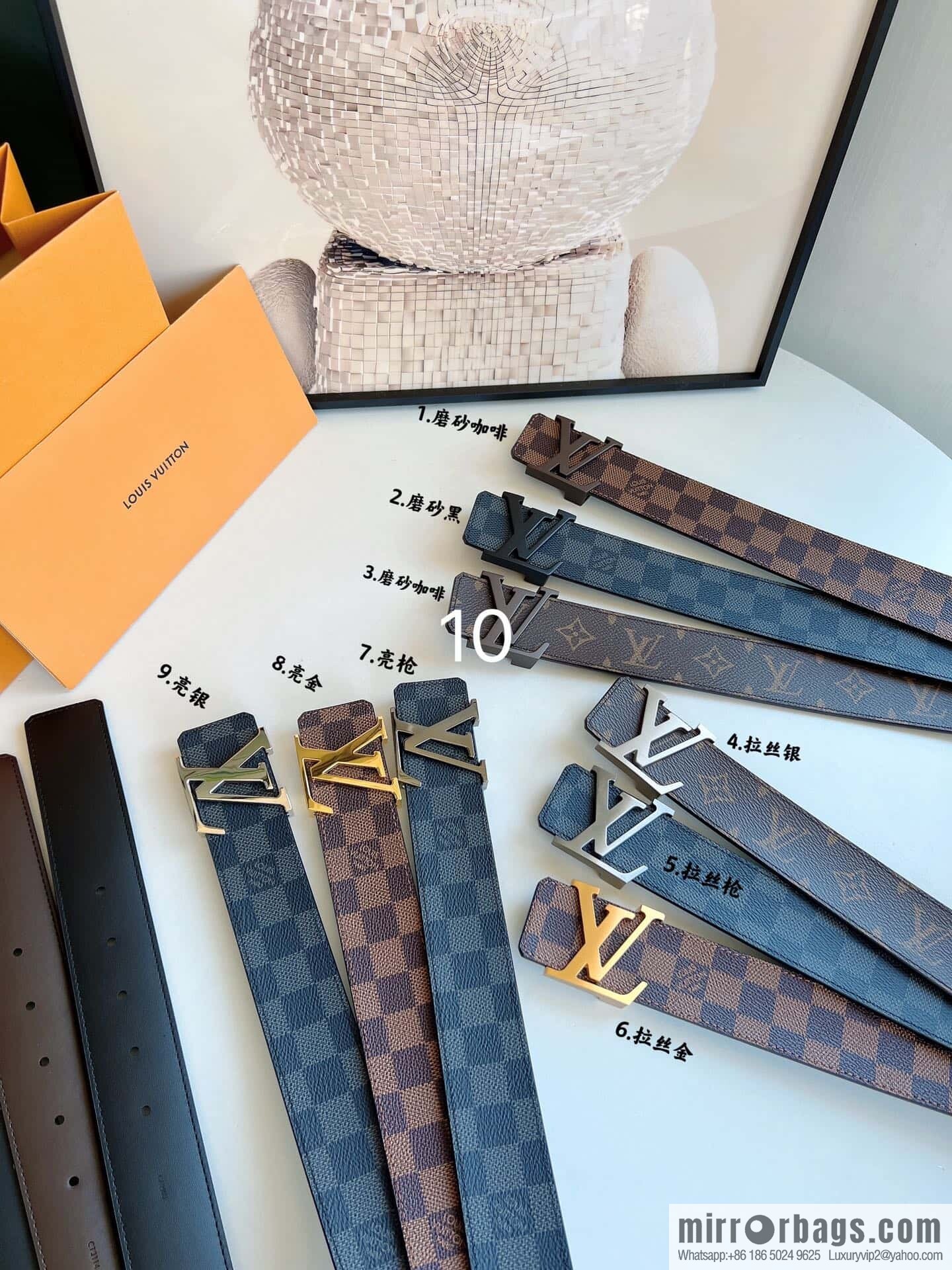 LV/Louis Vuitton Monogram Canvas. Damier Canvas Men's 40mm Belt