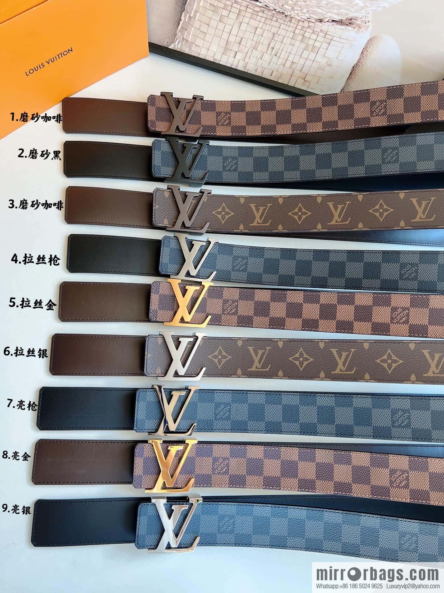 LV/Louis Vuitton Monogram Canvas. Damier Canvas Men's 40mm Belt