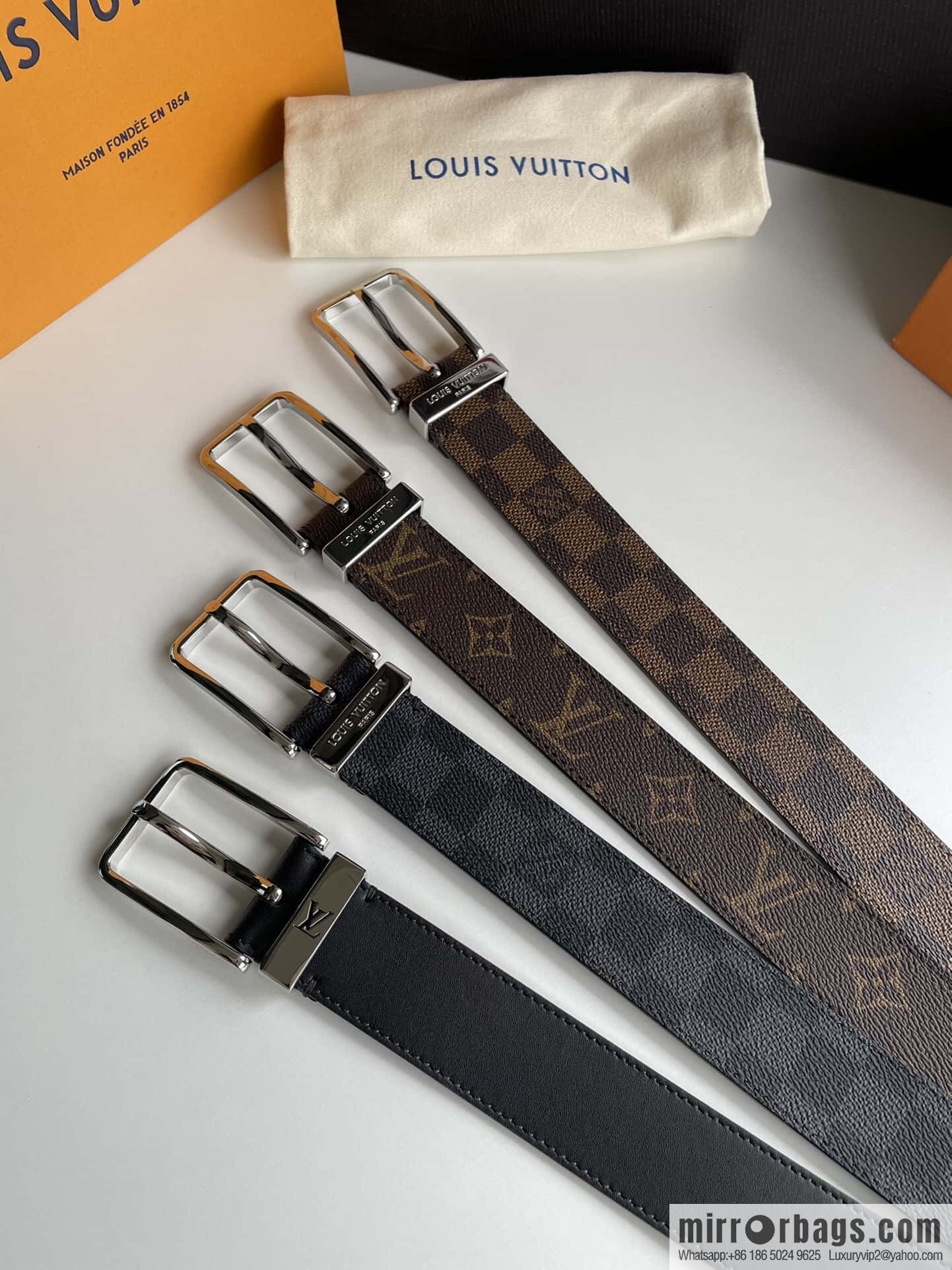 LV -35mm wide calfskin belt