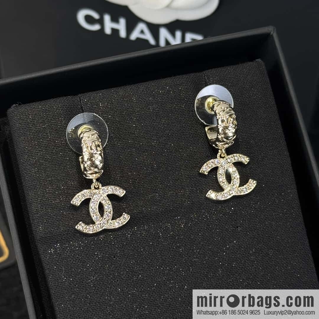 ❗️New ❗️☀️ new ☑️ Chanel C2 double c full diamond stud earrings ☀️
