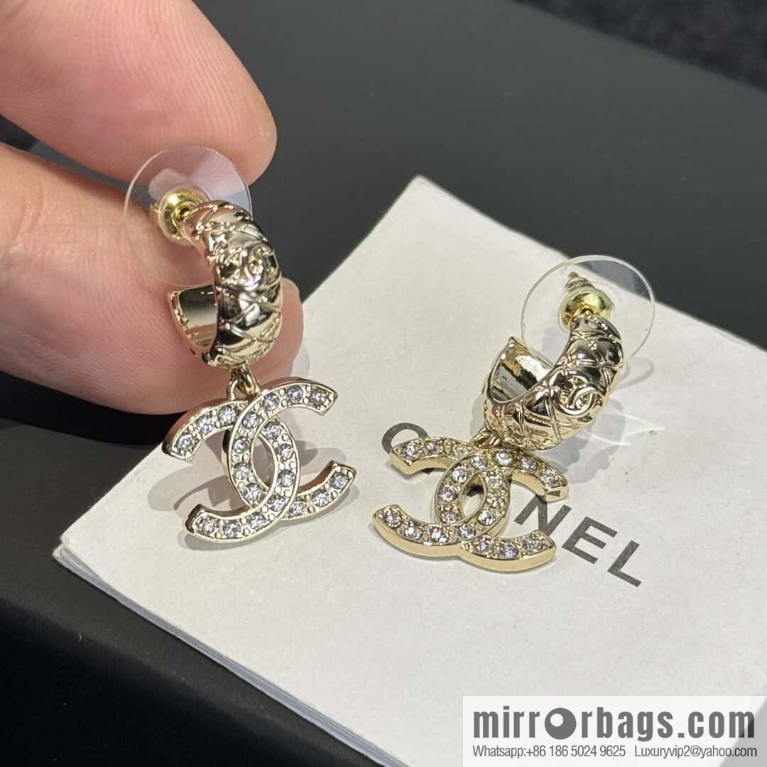 ❗️New ❗️☀️ new ☑️ Chanel C2 double c full diamond stud earrings ☀️