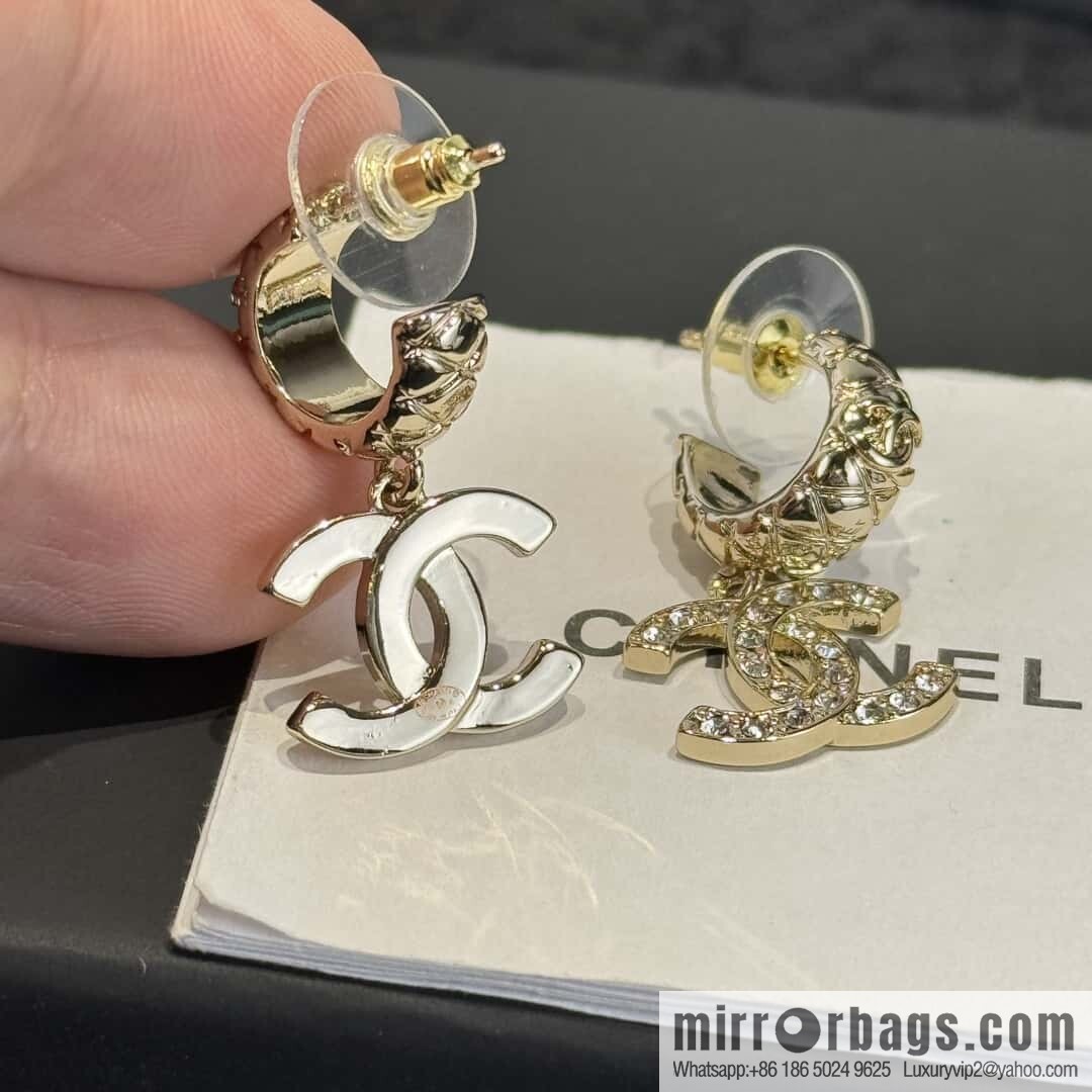 ❗️New ❗️☀️ new ☑️ Chanel C2 double c full diamond stud earrings ☀️