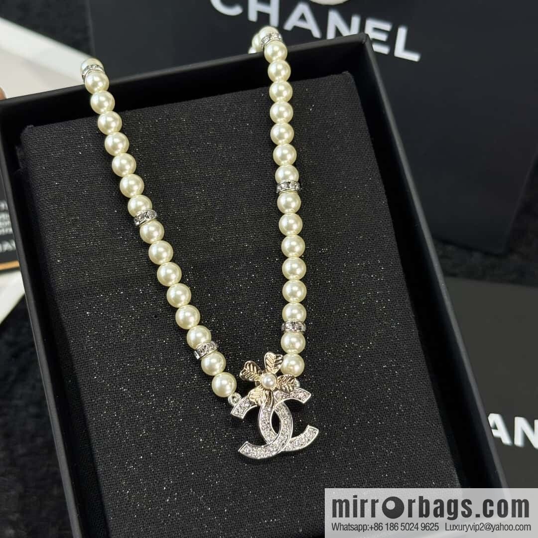 ❗️New ❗️☀️ New ☑️ Chanel Double C Clover Pearl Necklace ☀️