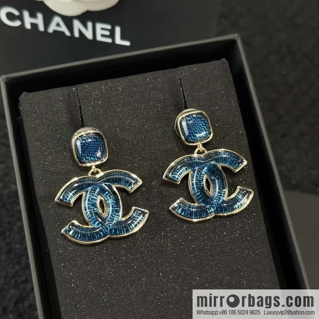 ❗️New ❗️☀️ new ☑️ chanel c2 double c blue acrylic stud earrings ☀️