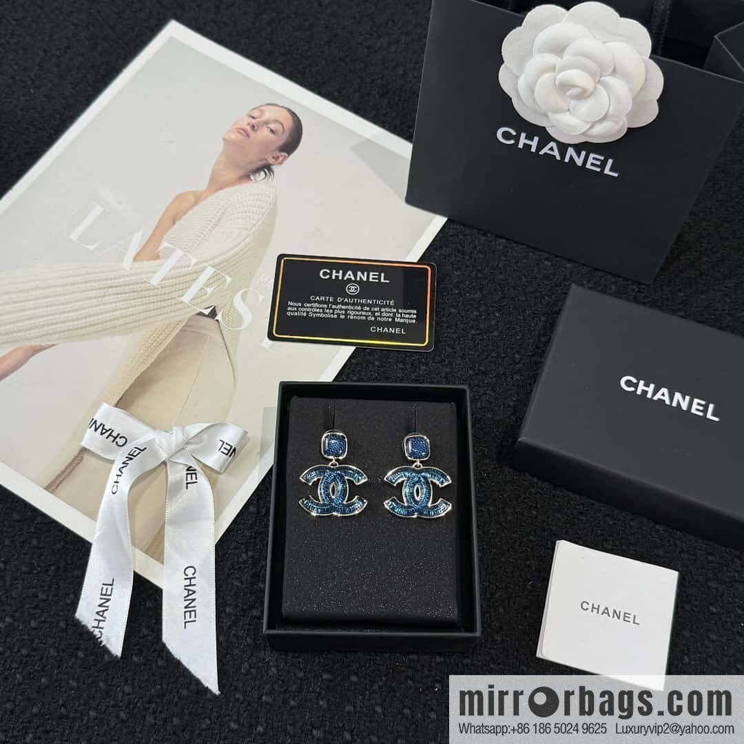 ❗️New ❗️☀️ new ☑️ chanel c2 double c blue acrylic stud earrings ☀️