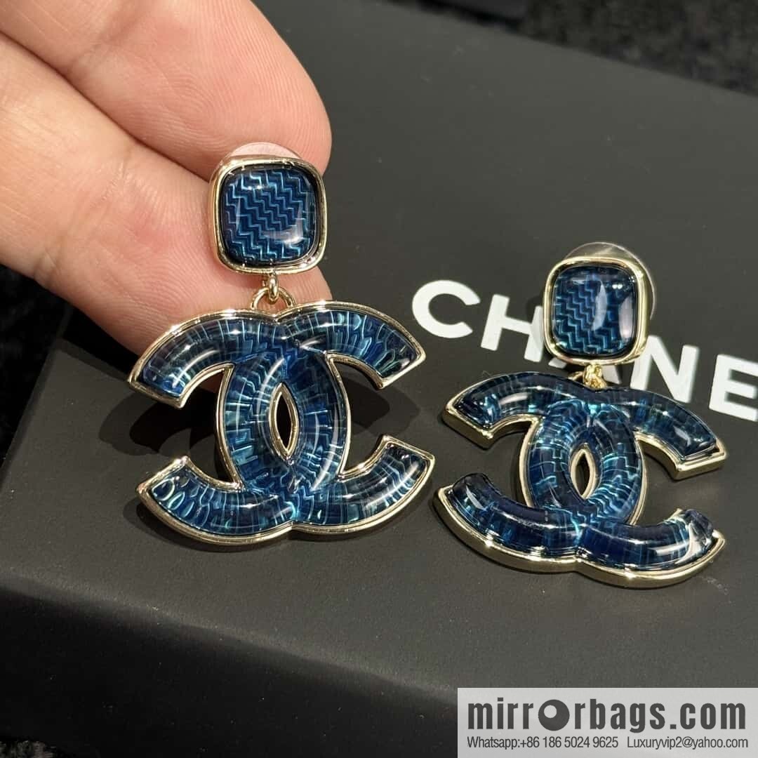 ❗️New ❗️☀️ new ☑️ chanel c2 double c blue acrylic stud earrings ☀️