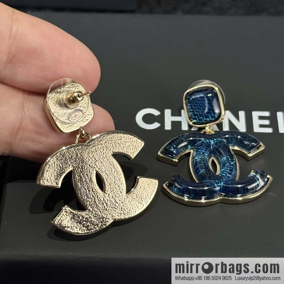 ❗️New ❗️☀️ new ☑️ chanel c2 double c blue acrylic stud earrings ☀️