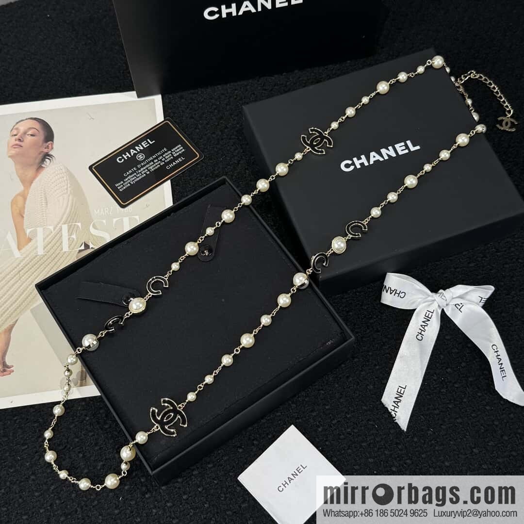 ❗️New ❗️☀️ new ☑️ Chanel double c pearl coco necklace sweater chain ☀️