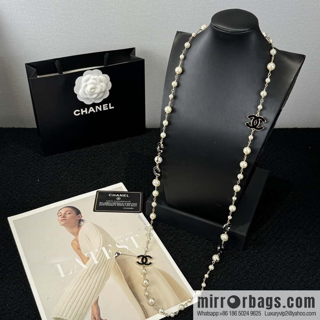 ❗️New ❗️☀️ new ☑️ Chanel double c pearl coco necklace sweater chain ☀️
