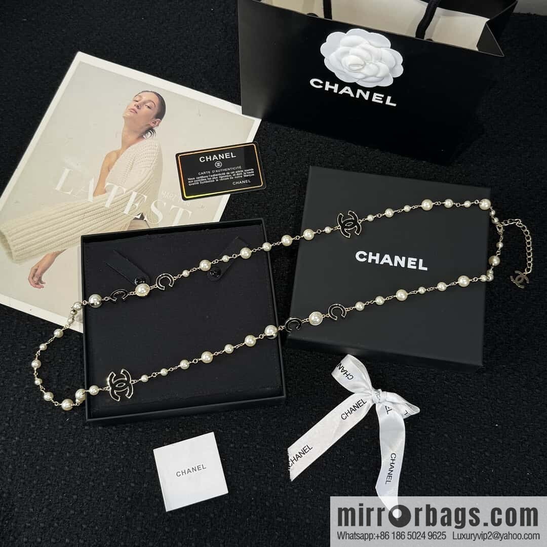 ❗️New ❗️☀️ new ☑️ Chanel double c pearl coco necklace sweater chain ☀️