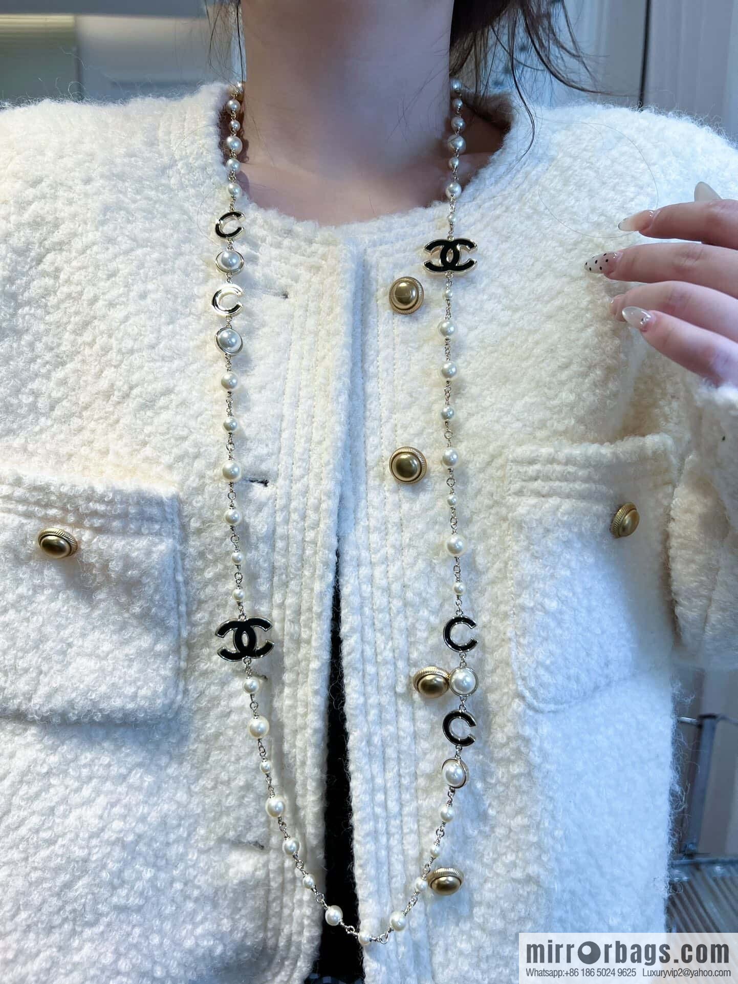 ❗️New ❗️☀️ new ☑️ Chanel double c pearl coco necklace sweater chain ☀️
