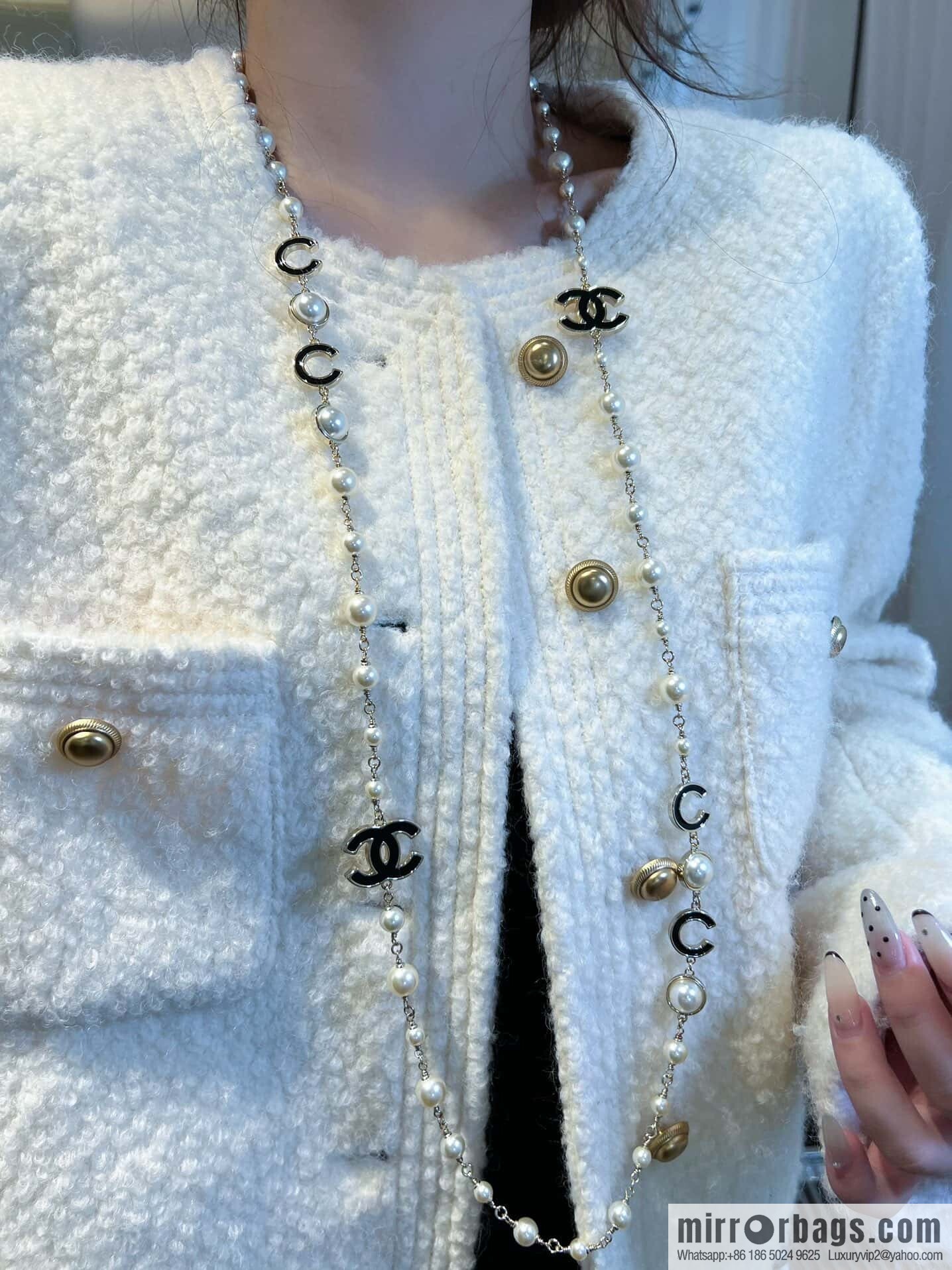 ❗️New ❗️☀️ new ☑️ Chanel double c pearl coco necklace sweater chain ☀️