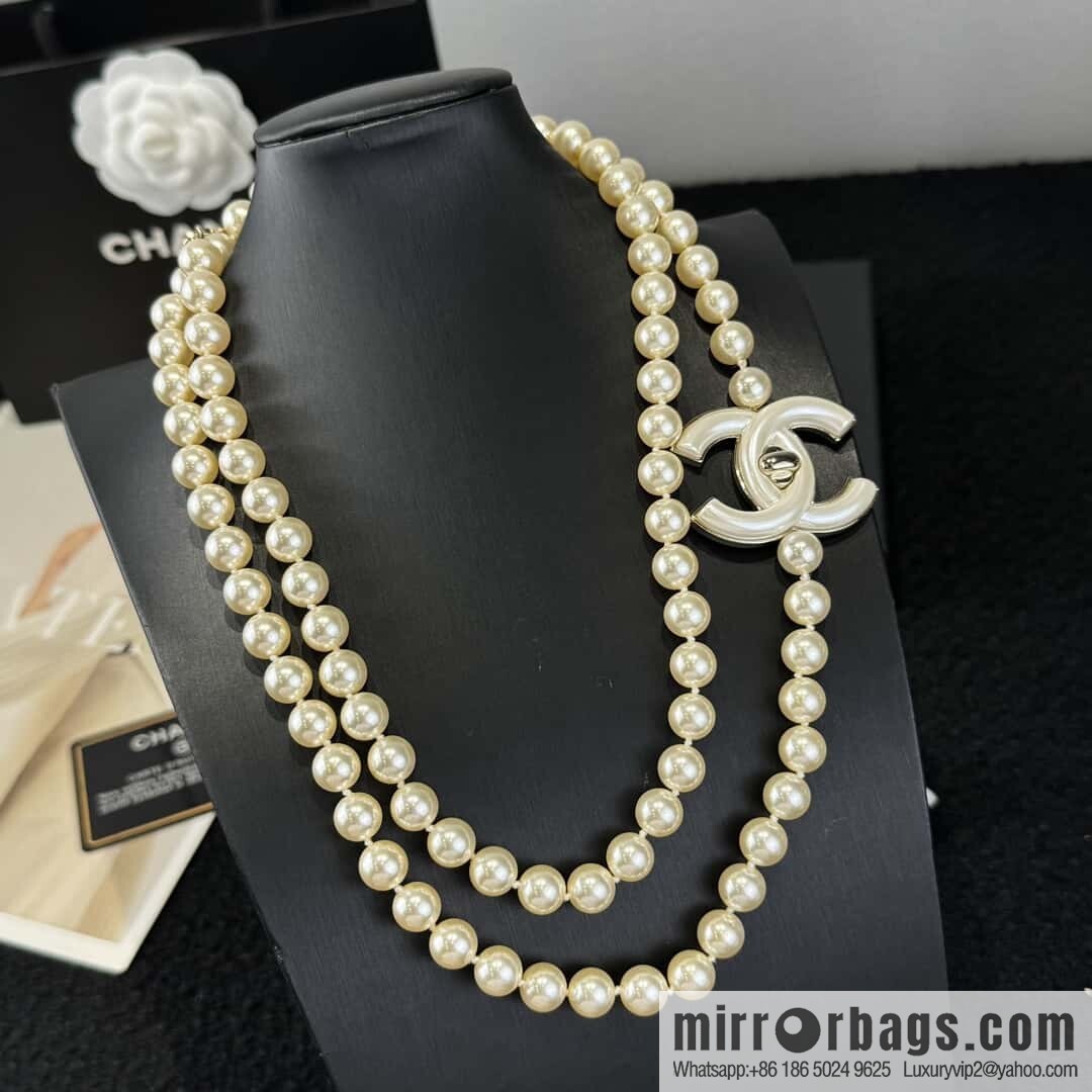 ❗️New ❗️☀️ new ☑️ Chanel double c pearl coco necklace sweater chain ☀️