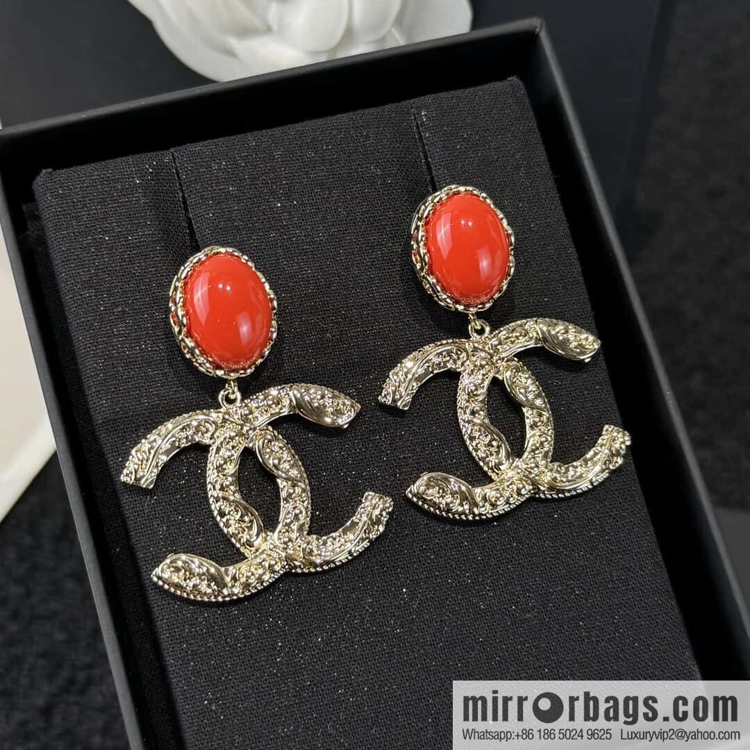❗️New ❗️☀️ new ☑️ chanel c2 double c red stud earrings ☀️